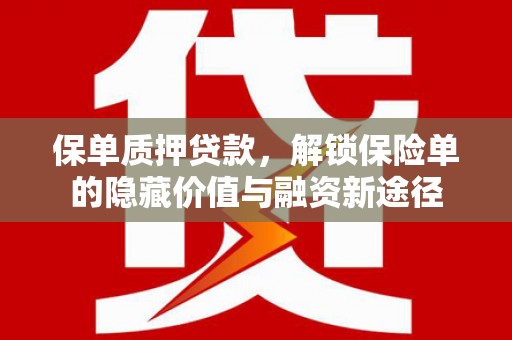 民丰保单质押贷款，解锁保险单的隐藏价值与融资新途径