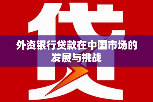 埔心外资银行贷款在中国市场的发展与挑战