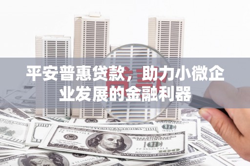 玉屏平安普惠贷款，助力小微企业发展的金融利器